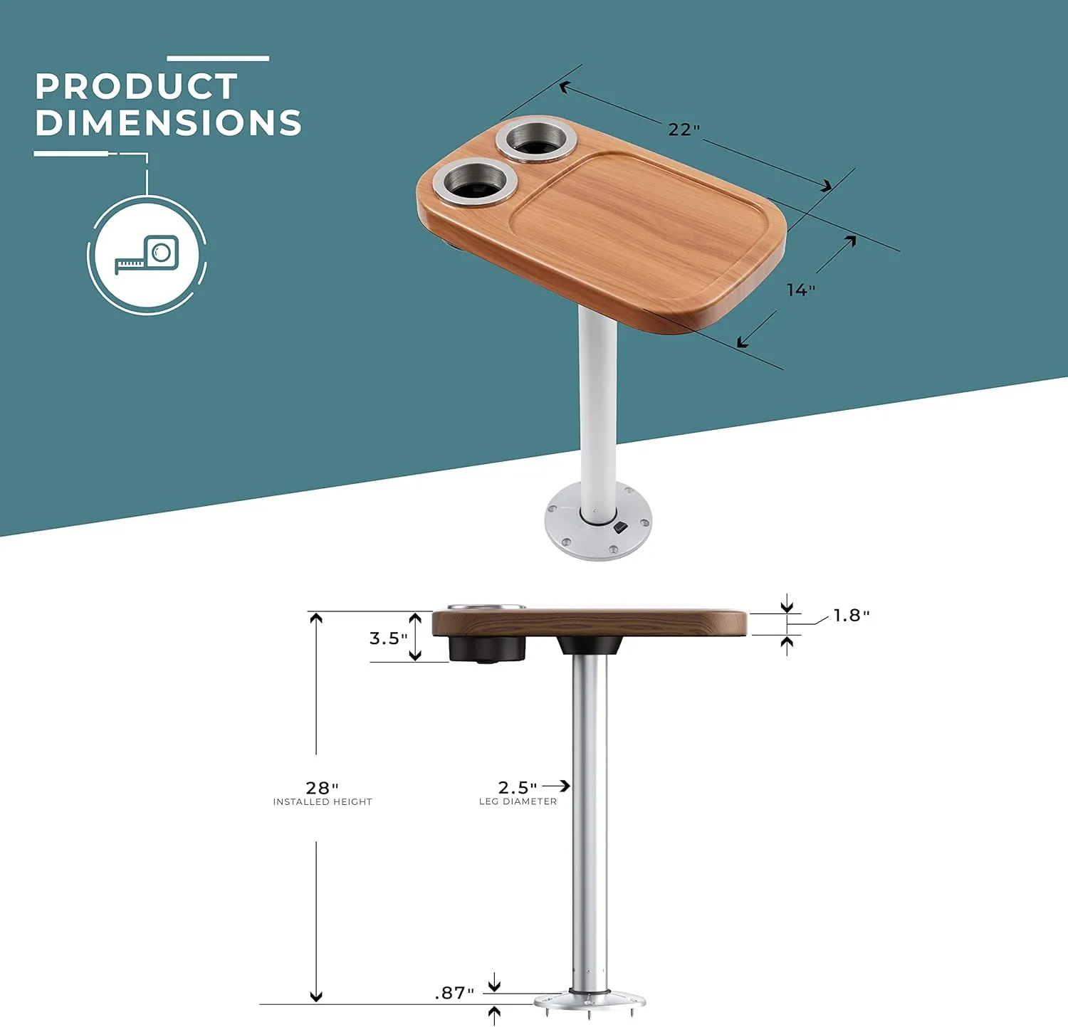Manufacturers' Select ITC Marine Cocktail Boat Table Leg Set. Pontoon Accessories, Marine Pedestal Table