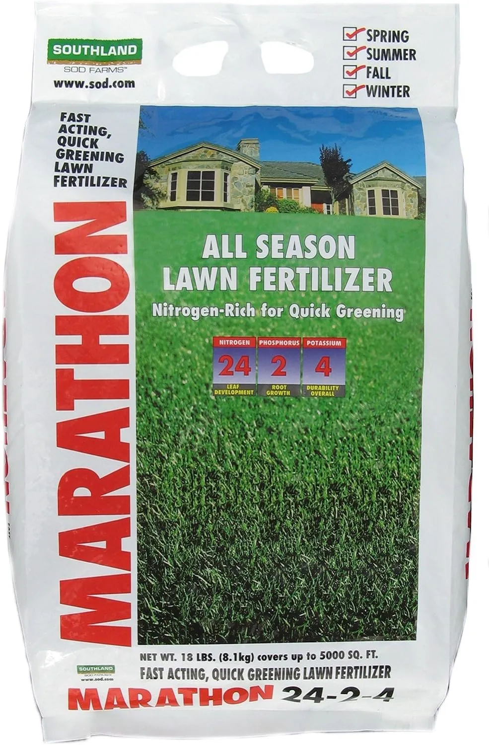 Marathon 24-2-4 All Season Fertilizer Bag, 18 lb
