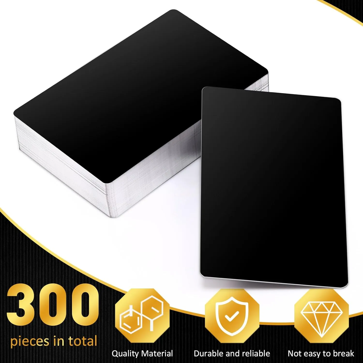 Marspark 300 Pcs Metal Engraving Blanks Multipurpose Aluminum Sheet Aluminum Business Card Blanks for Cnc Engraver Laser Engraving DIY Cards, Thickness 0.21 mm/ 0.01 Inch (Matte Black)