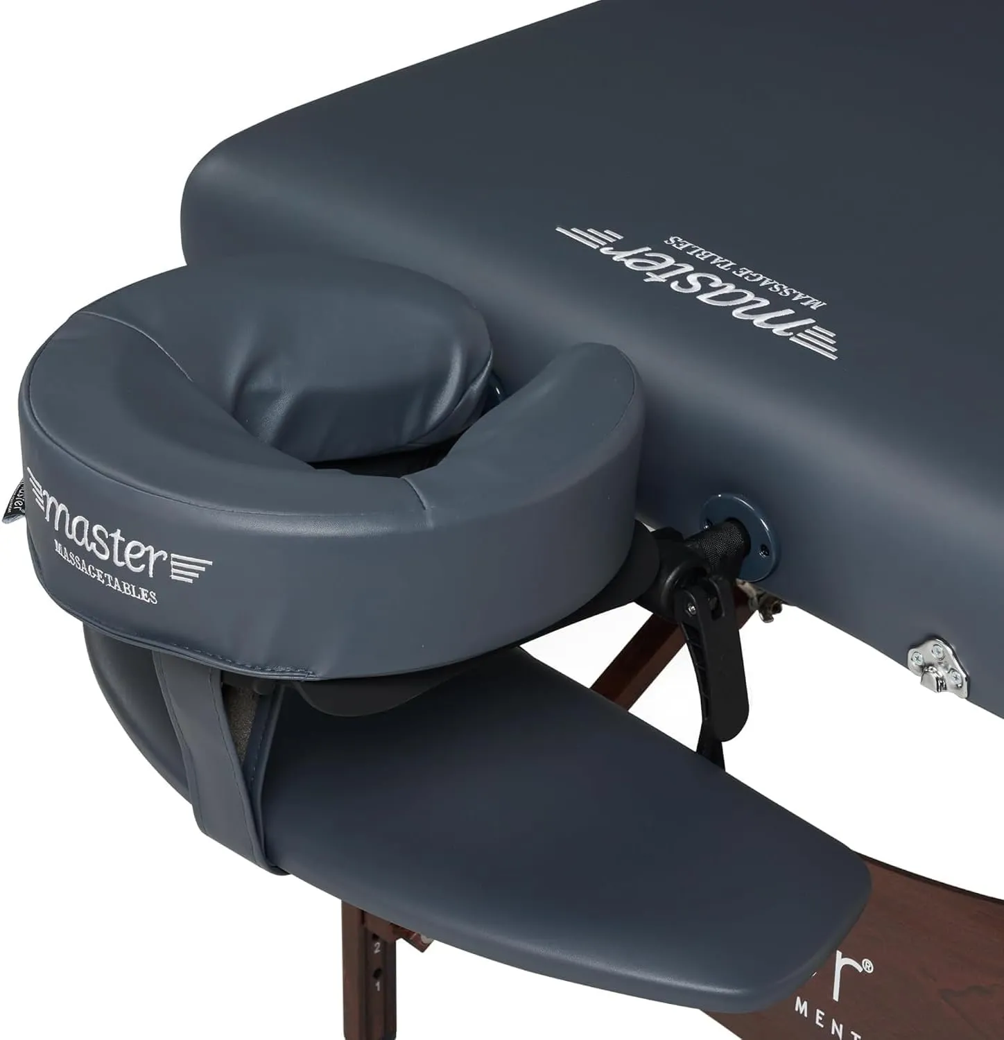 Master Massage Newport Portable Massage Table Package with Denser 2.5" Cushion, Walnut Stained Hardwood, Steel Support Cables, Pillows & Accessories, Royal Blue, 30"