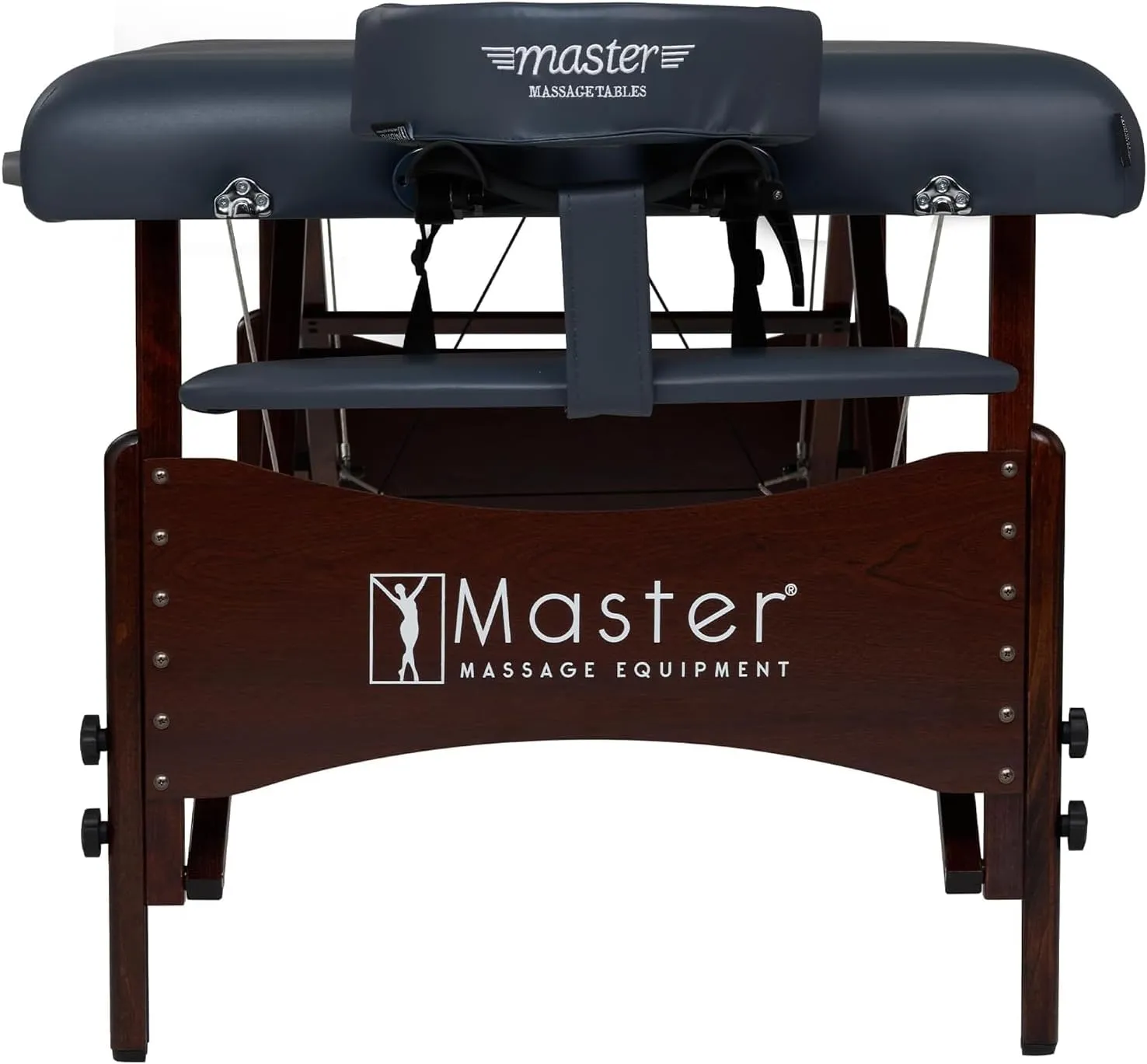 Master Massage Newport Portable Massage Table Package with Denser 2.5" Cushion, Walnut Stained Hardwood, Steel Support Cables, Pillows & Accessories, Royal Blue, 30"