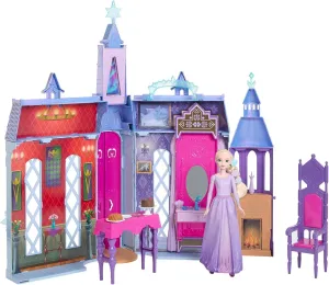 Mattel Disney Frozen Doll House, Arendelle Castle Featuring Elsa Fashion Doll, 4 Play Areas with 15 Furniture & Accessories, 2  ft Tall
