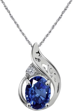 MauliJewels Engagement Necklace for Women 0.87 Carat Beautiful Oval Shape Gemstone And Diamond Pendant 4 prongs 10K White Gold With 18'' Chain