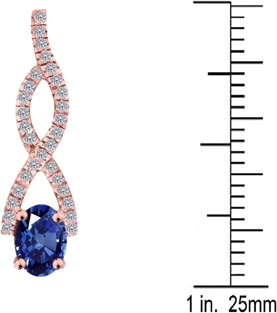 MauliJewels Engagement Necklace for Women 1.1 Carat Diamond And Oval Shape Gemstone Pendant 4 Prong-Setting 14K Rose Gold With 18'' Chain