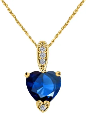 MauliJewels Engagement Necklace for Women 1.18 Carat Yellow Gold Heart Shape Gemstone And Diamond Pendant 4 prongs 10K With 18'' Chain