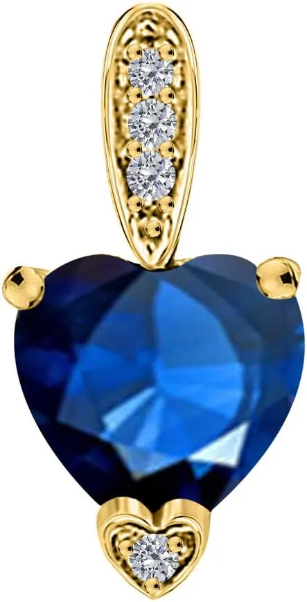 MauliJewels Engagement Necklace for Women 1.18 Carat Yellow Gold Heart Shape Gemstone And Diamond Pendant 4 prongs 10K With 18'' Chain