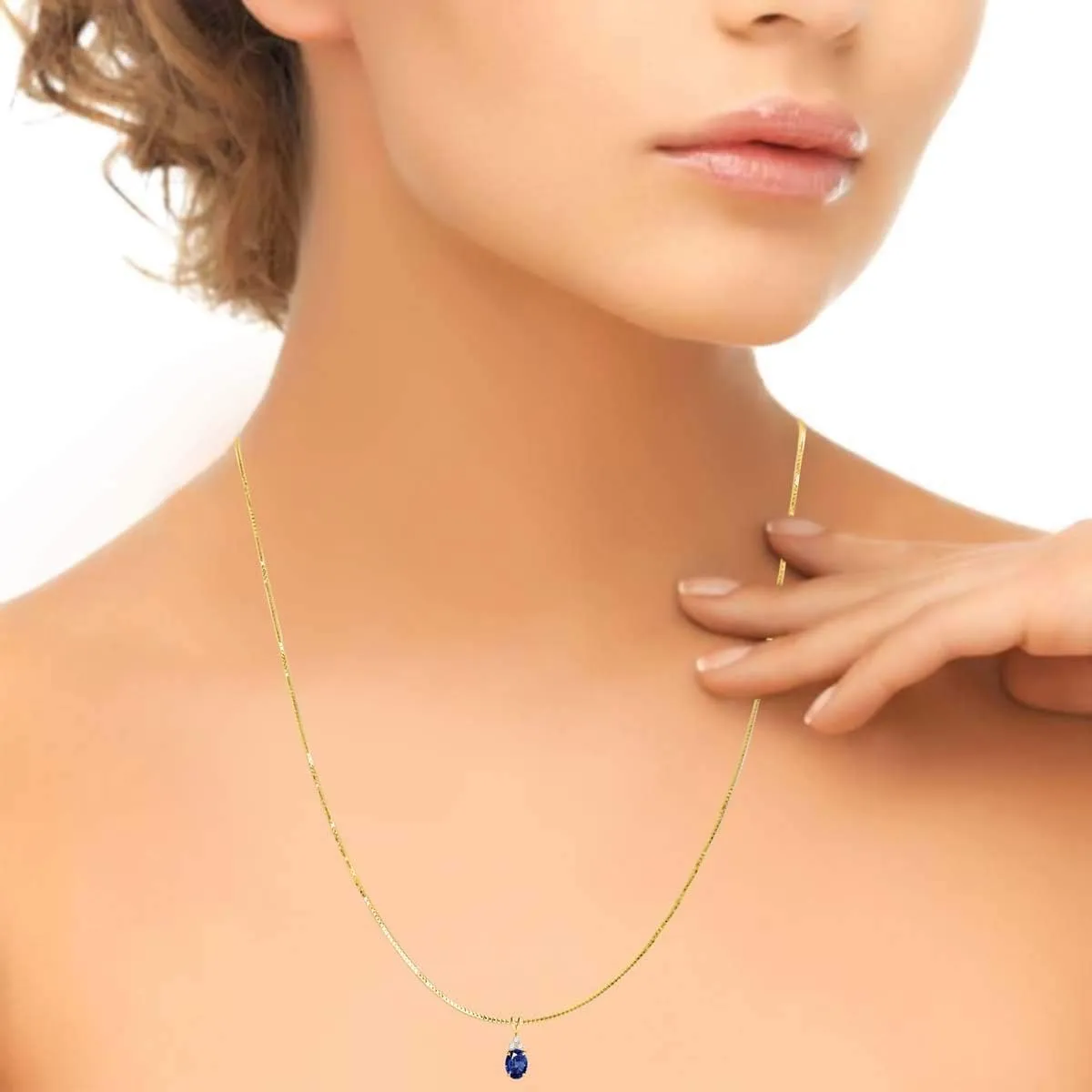 MauliJewels Engagement Necklace for Women 1.30 Carat Diamond And Beautiful Oval Shape Gemstone Pendant 4 prongs 14K Yellow Gold With 18'' Chain
