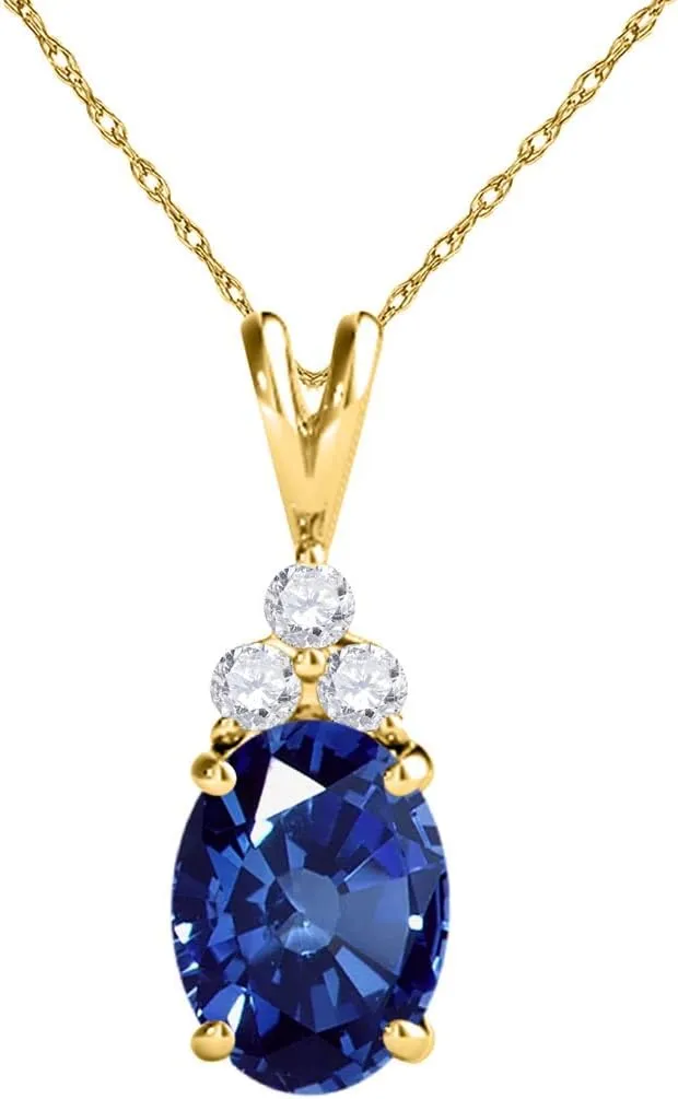 MauliJewels Engagement Necklace for Women 1.30 Carat Diamond And Beautiful Oval Shape Gemstone Pendant 4 prongs 14K Yellow Gold With 18'' Chain