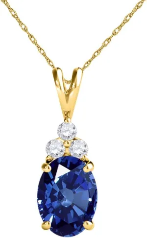 MauliJewels Engagement Necklace for Women 1.30 Carat Diamond And Beautiful Oval Shape Gemstone Pendant 4 prongs 14K Yellow Gold With 18'' Chain