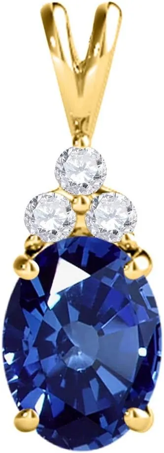 MauliJewels Engagement Necklace for Women 1.30 Carat Diamond And Beautiful Oval Shape Gemstone Pendant 4 prongs 14K Yellow Gold With 18'' Chain