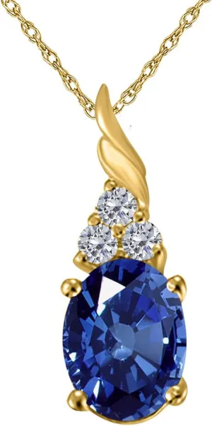 MauliJewels Engagement Necklace for Women 1.35 Carat Three Stone Diamond and Gemstone Pendant 4 prongs 10K Yellow Gold With 18'' Chain
