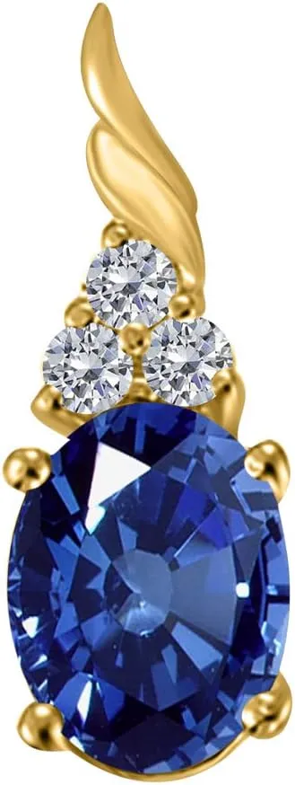 MauliJewels Engagement Necklace for Women 1.35 Carat Three Stone Diamond and Gemstone Pendant 4 prongs 10K Yellow Gold With 18'' Chain