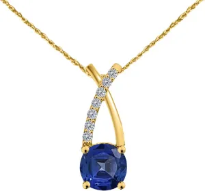 MauliJewels Engagement Necklace for Women 1.40 Carat Beautiful Gemstone And Diamond Pendant 4 prongs 10K Yellow Gold With 18'' Chain