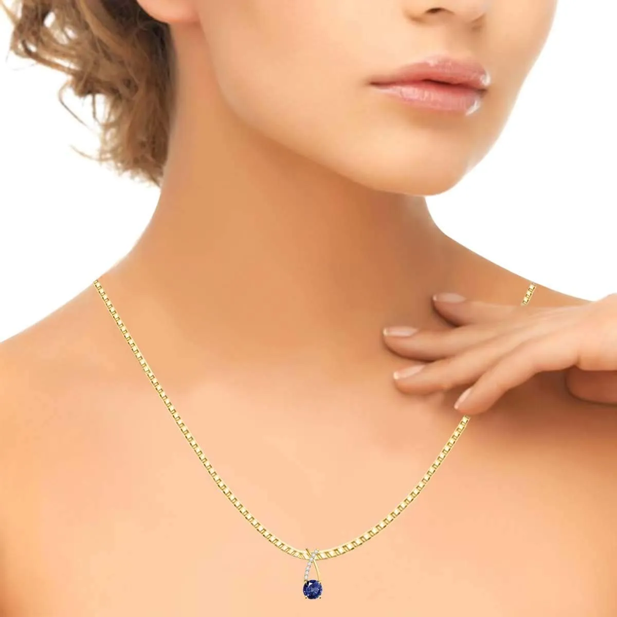 MauliJewels Engagement Necklace for Women 1.40 Carat Beautiful Gemstone And Diamond Pendant 4 prongs 10K Yellow Gold With 18'' Chain