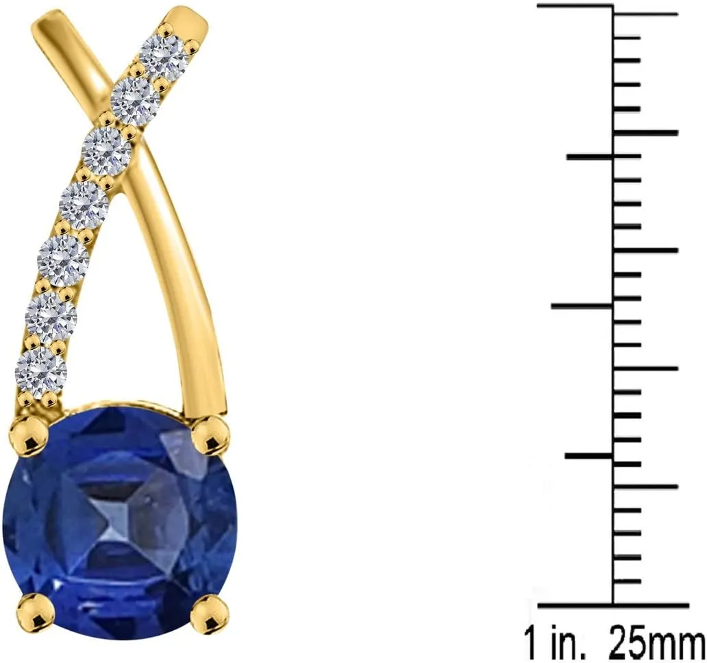MauliJewels Engagement Necklace for Women 1.40 Carat Beautiful Gemstone And Diamond Pendant 4 prongs 10K Yellow Gold With 18'' Chain