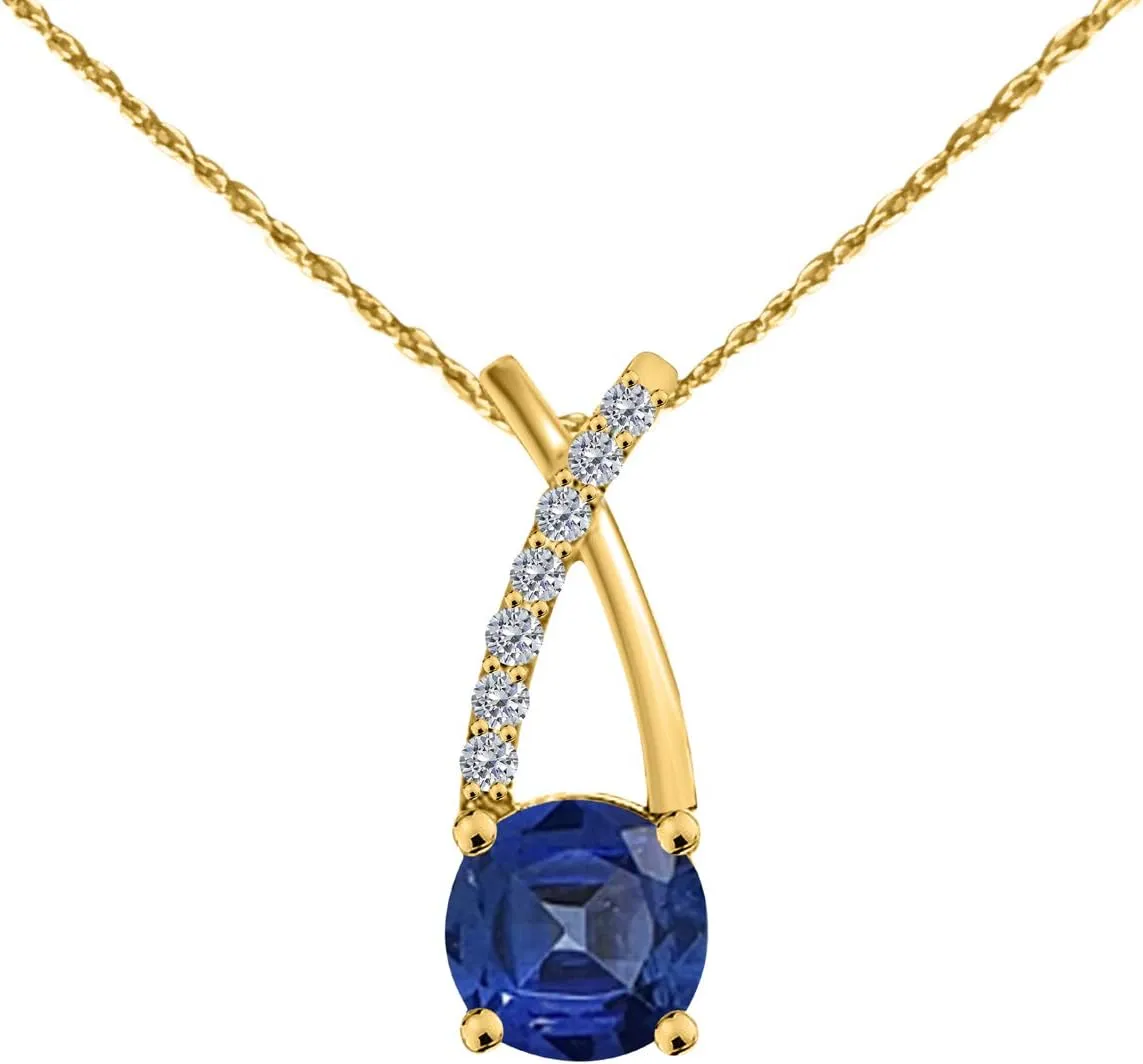 MauliJewels Engagement Necklace for Women 1.40 Carat Beautiful Gemstone And Diamond Pendant 4 prongs 10K Yellow Gold With 18'' Chain