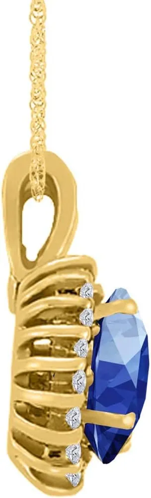 MauliJewels Engagement Necklace for Women 1.45 Carat Beautiful Oval Shape Gemstone And Diamond Pendant 4 prongs 10K Yellow Gold With 18'' Chain