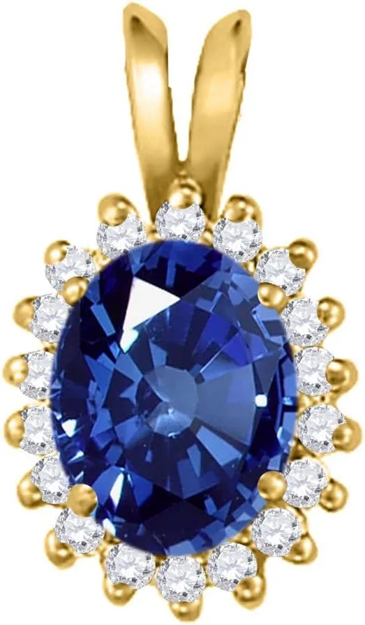 MauliJewels Engagement Necklace for Women 1.45 Carat Beautiful Oval Shape Gemstone And Diamond Pendant 4 prongs 10K Yellow Gold With 18'' Chain