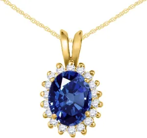 MauliJewels Engagement Necklace for Women 1.45 Carat Beautiful Oval Shape Gemstone And Diamond Pendant 4 prongs 10K Yellow Gold With 18'' Chain