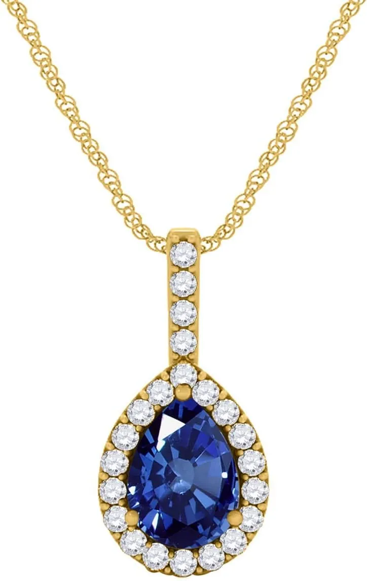 MauliJewels Engagement Necklace for Women 1.45 Carat Beautiful Pear Shape Gemstone And Diamond Pendant 4 prongs 10K Yellow Gold With 18'' Chain