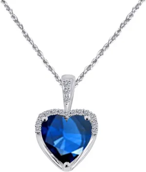 MauliJewels Engagement Necklace for Women 1.83 Carat Adorable Diamond And Heart Shape Gemstone Pendant 4 prongs 10K White Gold With 18'' Box Chain