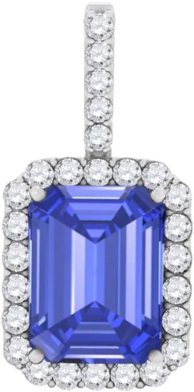 MauliJewels Engagement Necklace for Women 2.50 Carat Beautiful Emerald Shape Gemstone And Diamond Pendant 4 prongs 10K White Gold With 18'' Chain