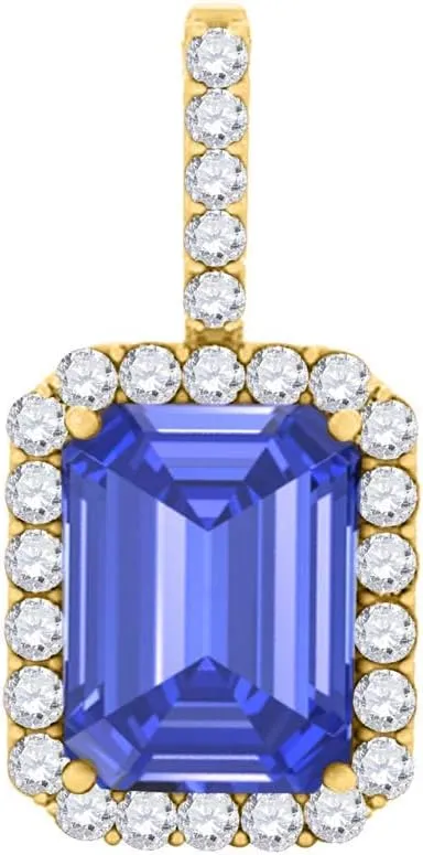MauliJewels Engagement Necklace for Women 2.50 Carat Beautiful Emerald Shape Gemstone And Diamond Pendant 4 prongs 10K Yellow Gold With 18'' Chain