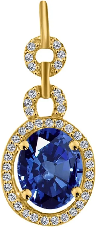 MauliJewels Engagement Necklace for Women 2.60 Carat Unique Oval Shape Gemstone And Diamond Pendant 4 prongs 10K Yellow Gold With 18'' Chain
