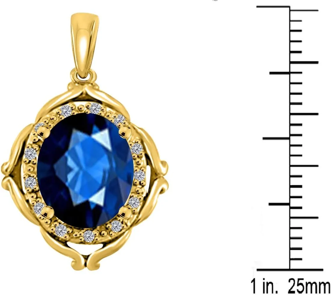 MauliJewels Engagement Necklace for Women 3.33 Carat Beautiful Oval Shape Gemstone Diamond Pendant 4 prongs 10K Yellow Gold With 18'' Chain