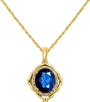 MauliJewels Engagement Necklace for Women 3.33 Carat Beautiful Oval Shape Gemstone Diamond Pendant 4 prongs 10K Yellow Gold With 18'' Chain