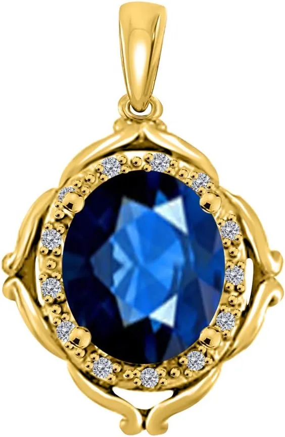 MauliJewels Engagement Necklace for Women 3.33 Carat Beautiful Oval Shape Gemstone Diamond Pendant 4 prongs 10K Yellow Gold With 18'' Chain