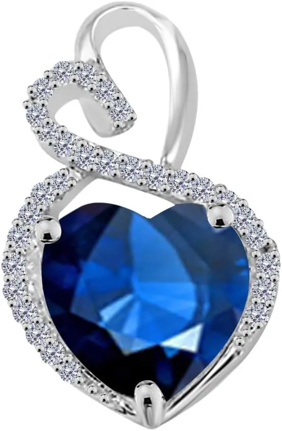 MauliJewels Engagement Necklace for Women 3.90 Carat Diamond And Heart Shape Gemstone White Gold Pendant 4 prongs 14K With 18'' Box Chain