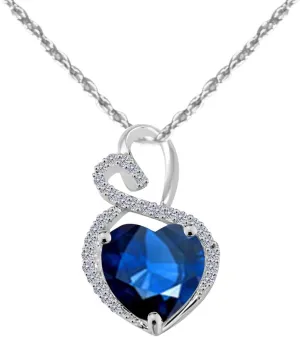 MauliJewels Engagement Necklace for Women 3.90 Carat Diamond And Heart Shape Gemstone White Gold Pendant 4 prongs 14K With 18'' Box Chain