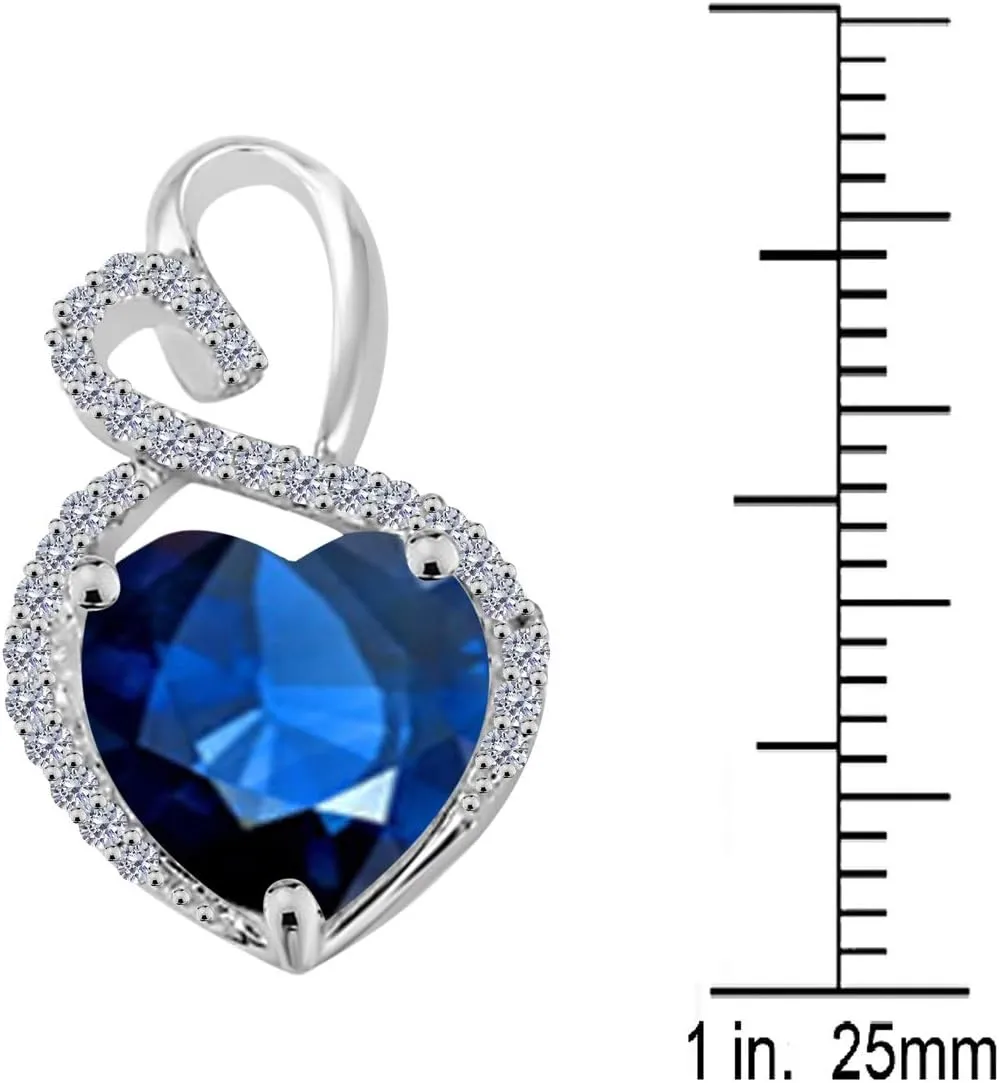 MauliJewels Engagement Necklace for Women 3.90 Carat Diamond And Heart Shape Gemstone White Gold Pendant 4 prongs 14K With 18'' Box Chain
