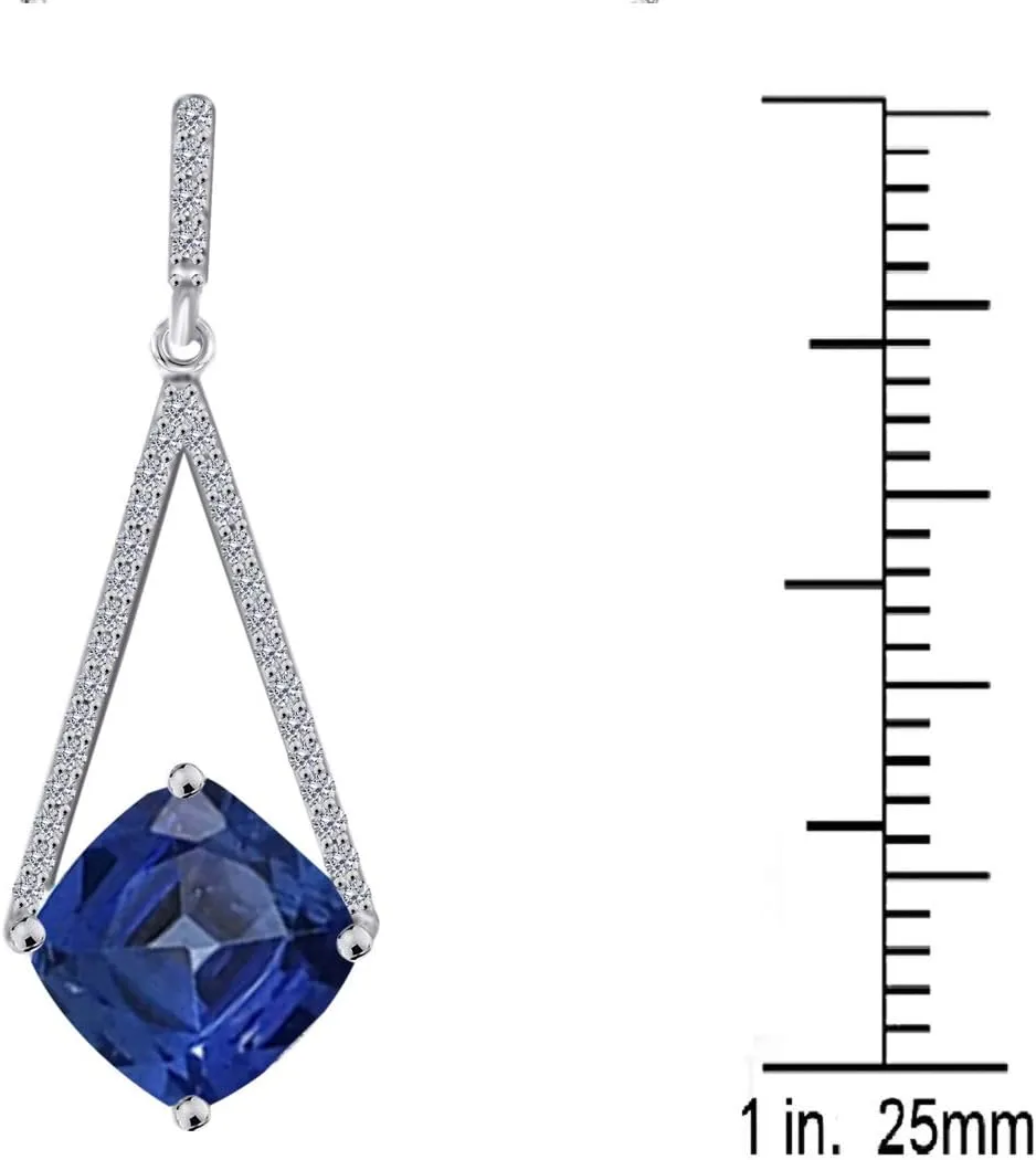 MauliJewels Engagement Necklace for Women 4.15 Carat Cushion Cut Gemstone And Adorable Diamond Pendant 4 prongs 10K White Gold With 18'' Chain