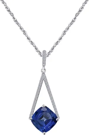 MauliJewels Engagement Necklace for Women 4.15 Carat Cushion Cut Gemstone And Adorable Diamond Pendant 4 prongs 10K White Gold With 18'' Chain