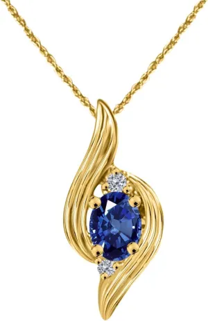 MauliJewels Engagement Necklace Women 0.49 Carat Beautiful Oval Shape Gemstone And Diamond Pendant 4 prongs 10K Yellow Gold With 18'' Chain