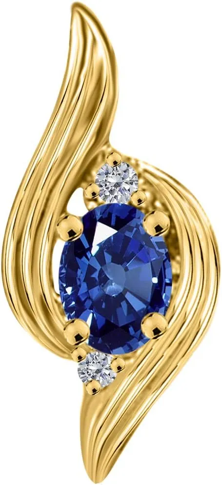 MauliJewels Engagement Necklace Women 0.49 Carat Beautiful Oval Shape Gemstone And Diamond Pendant 4 prongs 10K Yellow Gold With 18'' Chain