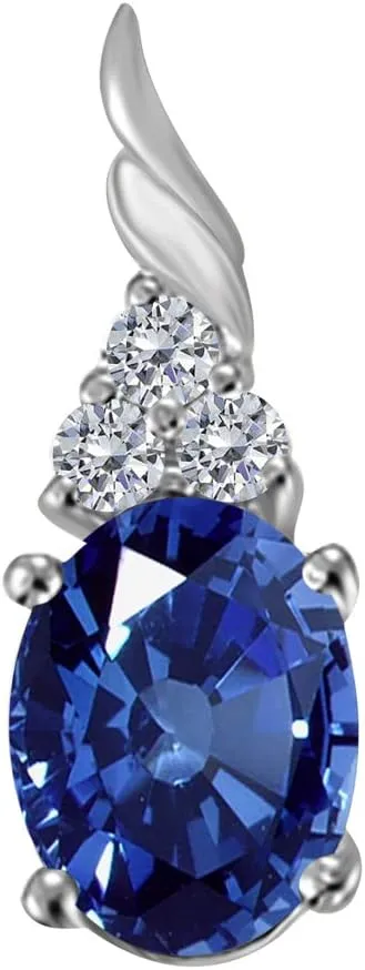 MauliJewels Engagement Necklace Women 1.35 Carat Three Stone Diamond and Gemstone Pendant 4 prongs 10K White Gold With 18'' Chain