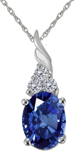 MauliJewels Engagement Necklace Women 1.35 Carat Three Stone Diamond and Gemstone Pendant 4 prongs 10K White Gold With 18'' Chain