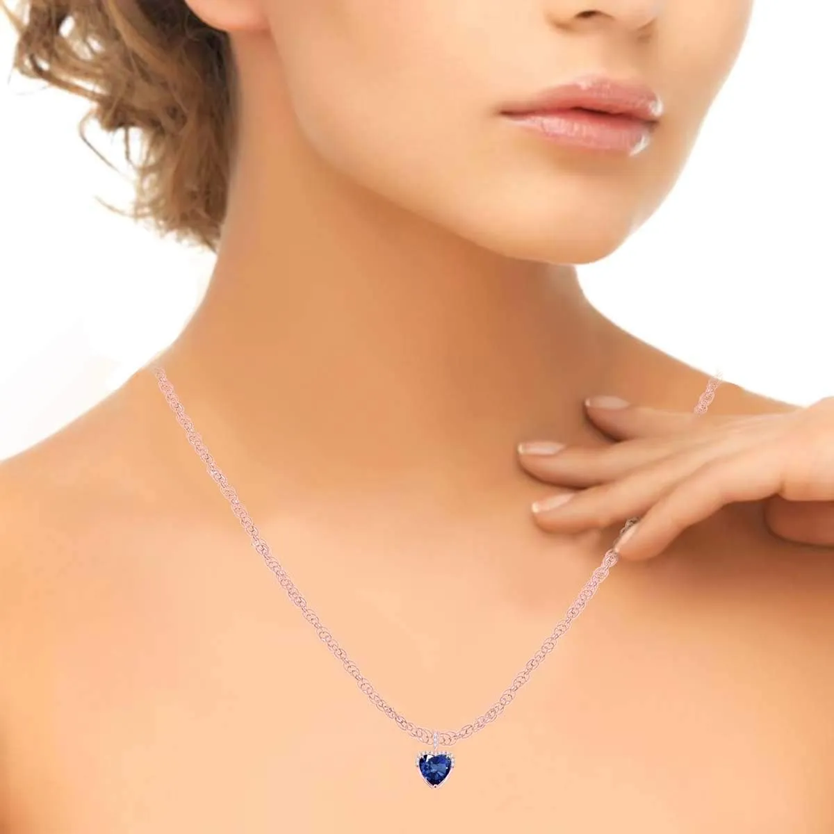 MauliJewels Engagement Necklace Women 1.83 Carat Adorable Diamond And Heart Shape Gemstone Pendant 10K Gold With 18'' Box Chain
