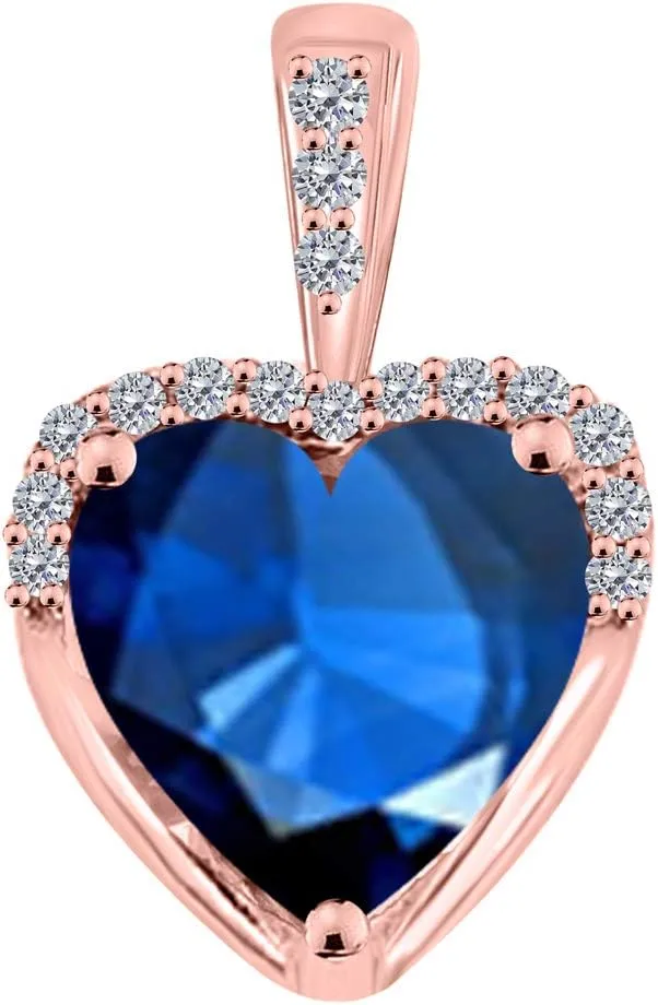 MauliJewels Engagement Necklace Women 1.83 Carat Adorable Diamond And Heart Shape Gemstone Pendant 10K Gold With 18'' Box Chain