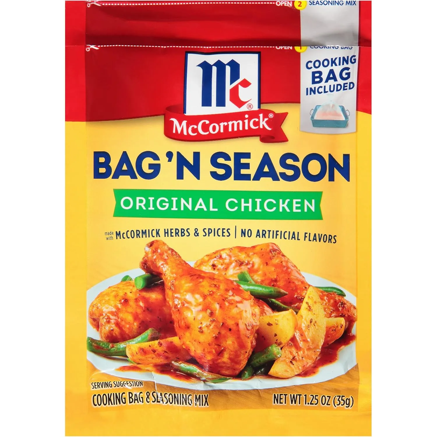 McCormick Bag 'n Season Original Chicken Cooking Bag & Seasoning Mix, 1.25 oz (Pack of 6)
