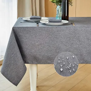 Mebakuk Rectangle Table Cloth Linen Farmhouse Tablecloth Waterproof Anti-Shrink Soft and Wrinkle Resistant Decorative Fabric Table Cover for Kitchen (Dark Grey, 60" x 84" (6-8 Seats))