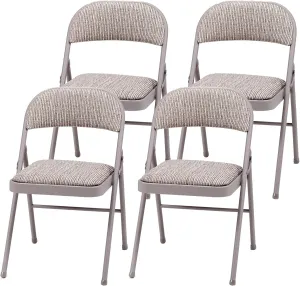 MECO 4 Pack Padded Folding Chairs, Fabric Foldable Card Table Chair, Chicory Lace