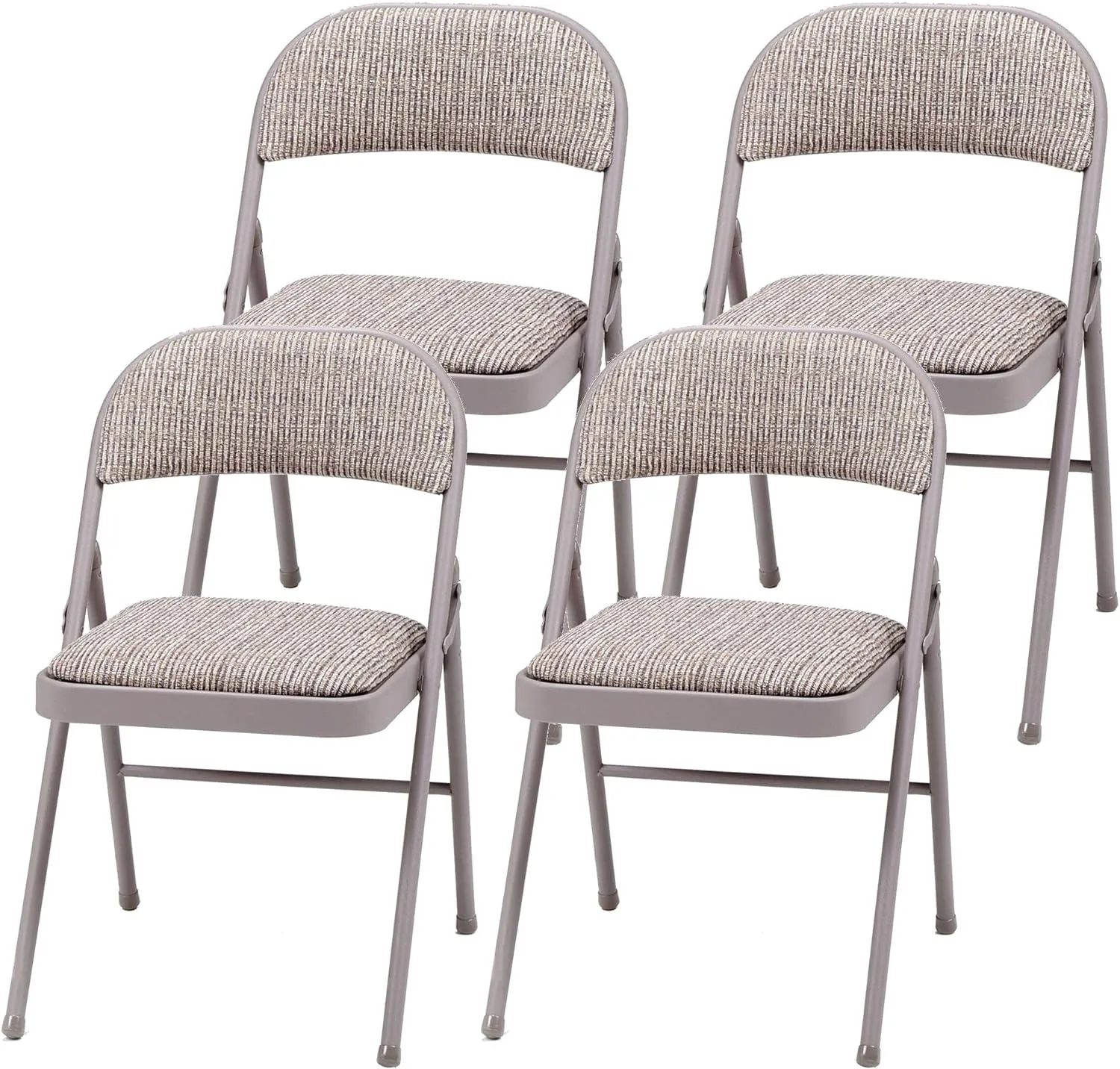 MECO 4 Pack Padded Folding Chairs, Fabric Foldable Card Table Chair, Chicory Lace