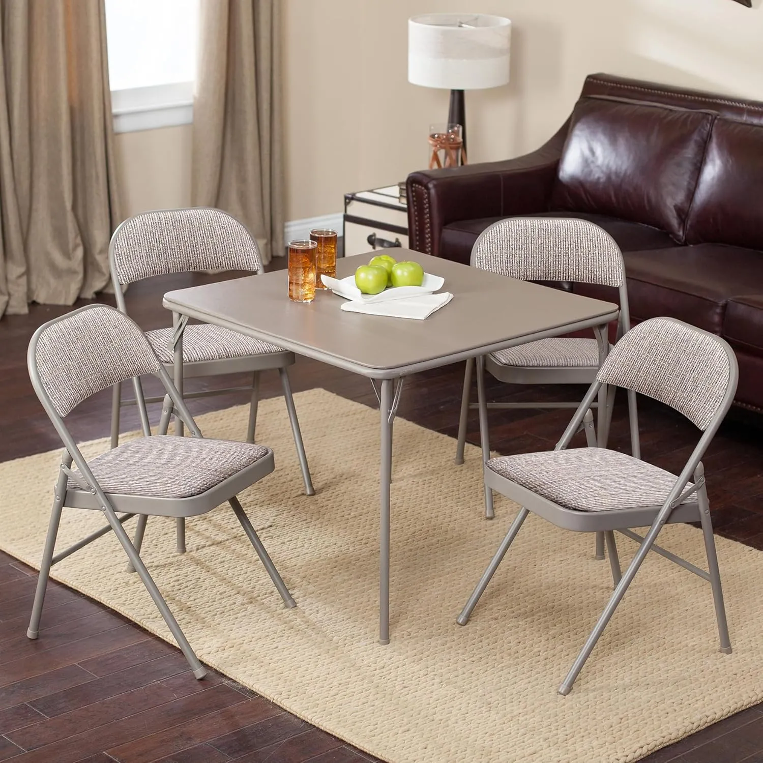 MECO 4 Pack Padded Folding Chairs, Fabric Foldable Card Table Chair, Chicory Lace