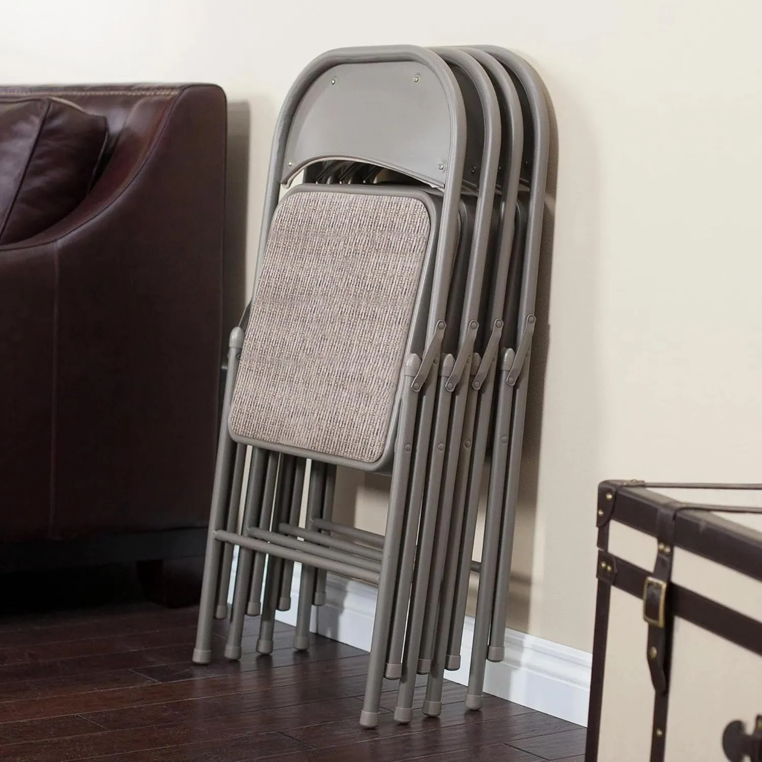 MECO 4 Pack Padded Folding Chairs, Fabric Foldable Card Table Chair, Chicory Lace