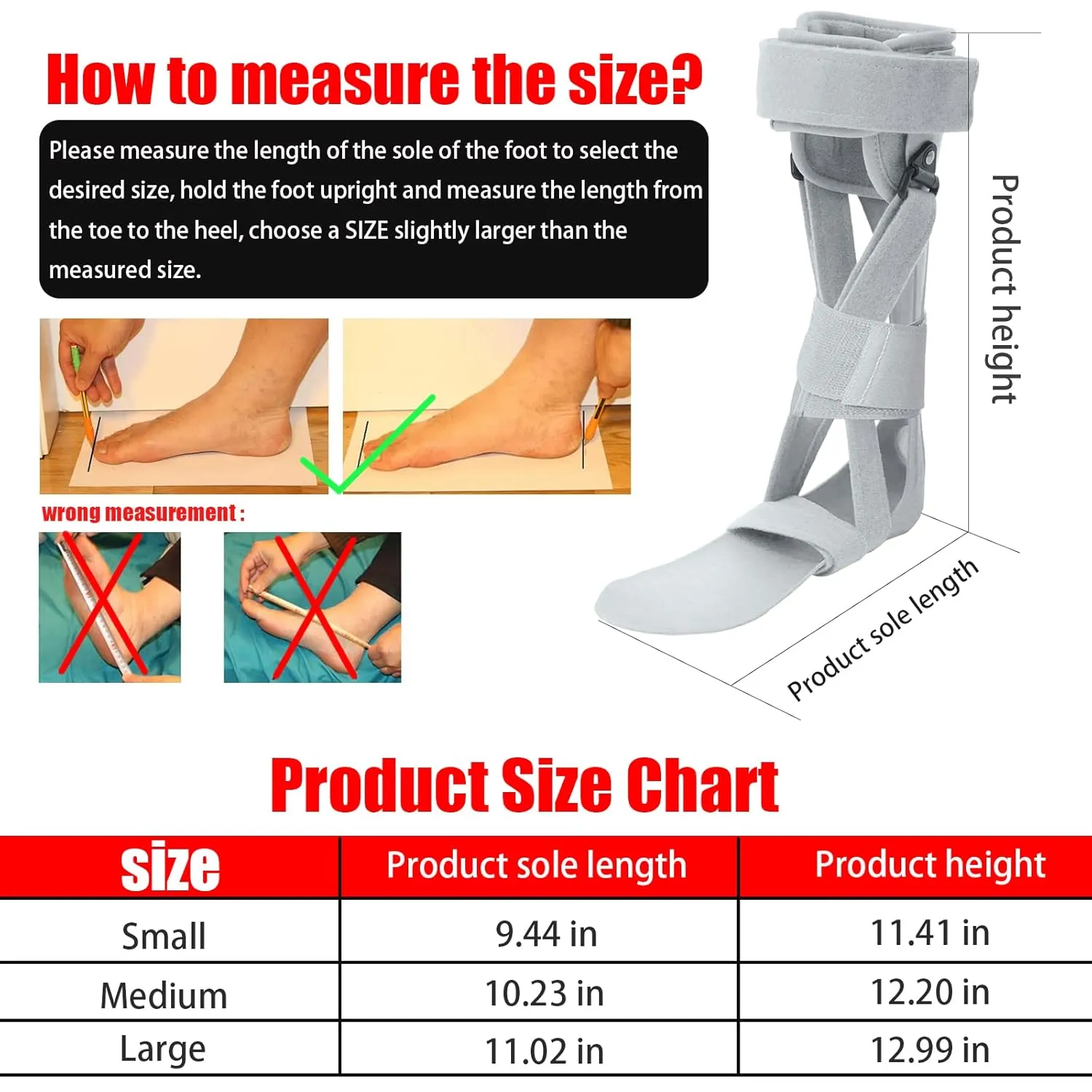 Medical Afo Foot Drop Brace Splint Ankle Foot Orthosis AFO Walking with Shoes or Sleeping for Men Women Stroke Hemiplegia Foot Drop Postural Correction Brace （Small-Left）