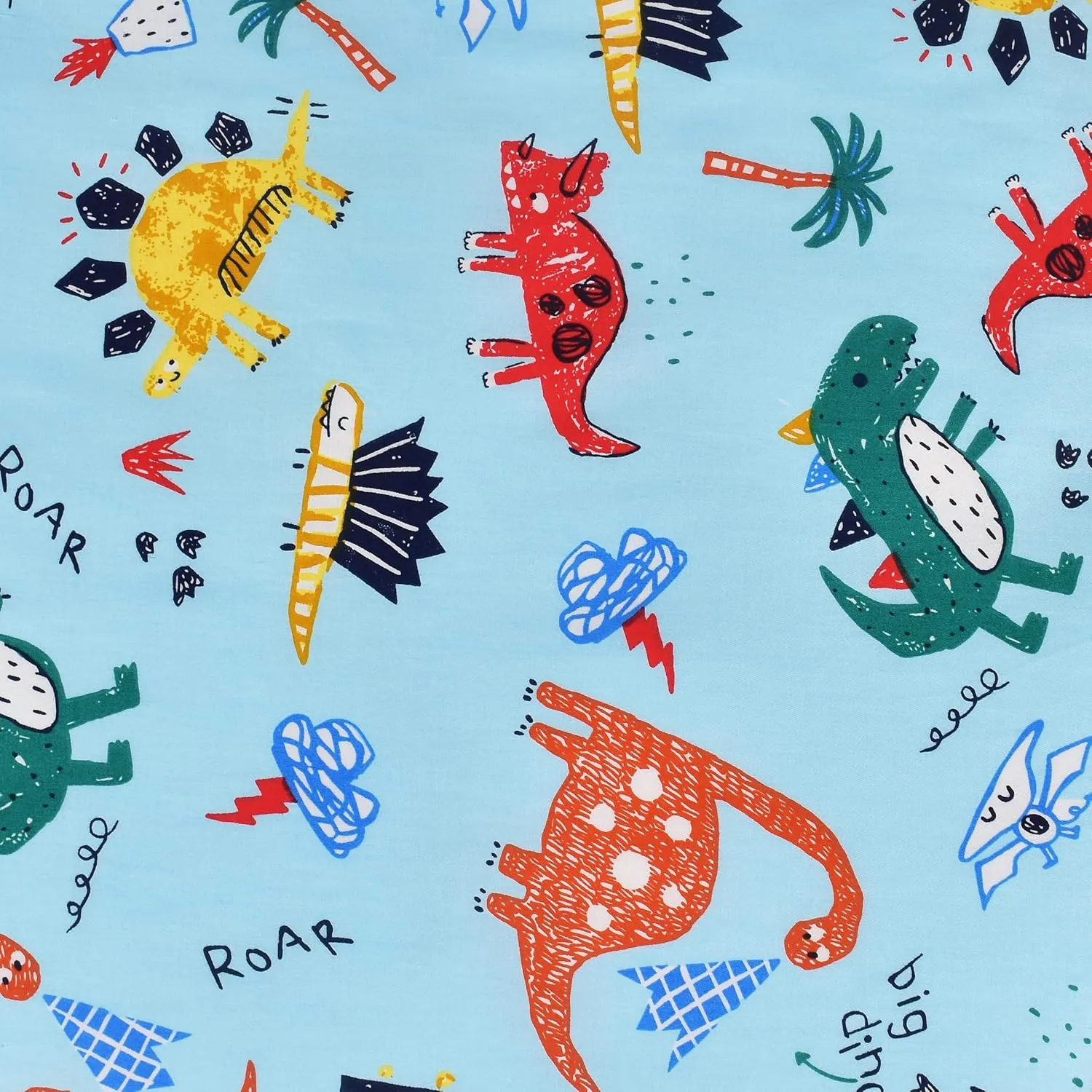 MEJU Dinosaur 100% Cotton Duvet Cover 43" X 59"   Pillowcase 13" X19" Bedding Set with Zipper Closure for Baby Toddler Boys Girls Crib Bed Decoration Gift (Dinoaur)